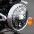 LED Motorcycle Headlight Adapter Kit 101 with 8790 Adaptive, Installed on Triumph Motorcycle Close up