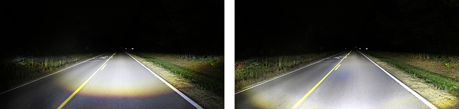 7" Round LED Headlight - Evolution Low Beam Comparison