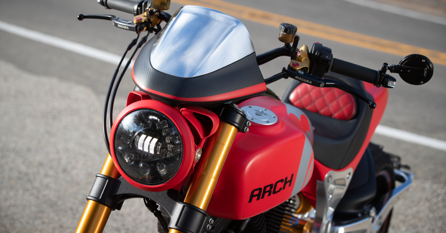 J.W. Speaker Motorcycle LED Headlights on Arch motorcycle