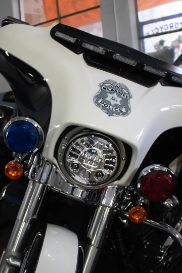 J.W. Speaker Adaptive LED Headlight installed on a Police Motorcycle