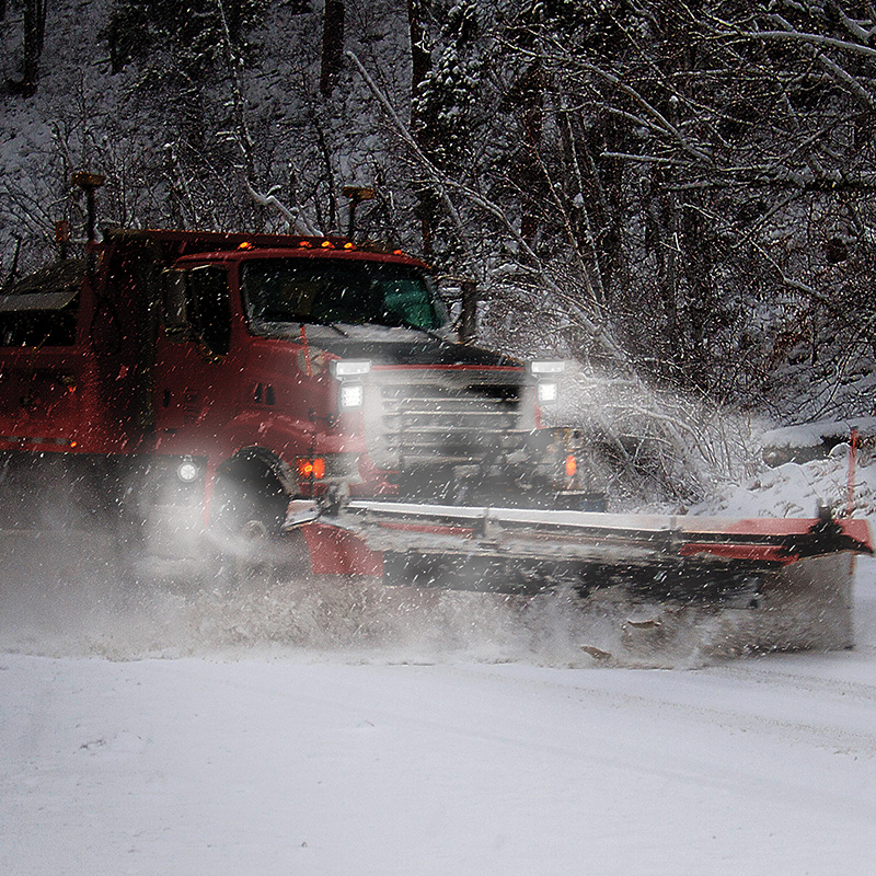 LED 9800 HS Heated Snow Plow Headlights on Snow Plow