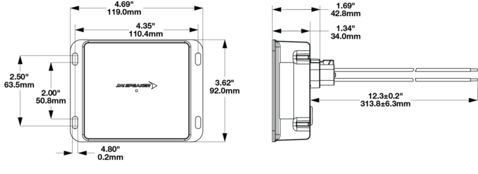 Model 6400 DC/DC Converter Part 0842362 Dimensions