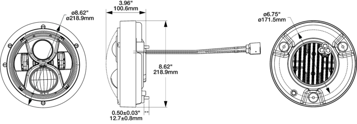 J.W. Speaker - Model 8700 Military Bucket Kit - 0561342 - Dimensions - 2025