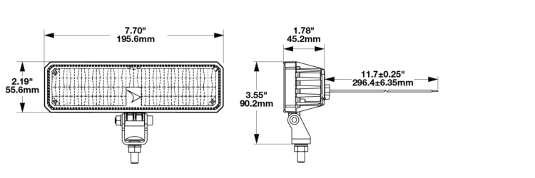 LED Compact Work Light Model 893 Dimensions