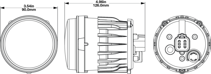 LED 5 in 1 Headlight Model 93 Dimensions