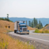 Model 9600 Peterbilt POD LED Headlight on Blue Semi