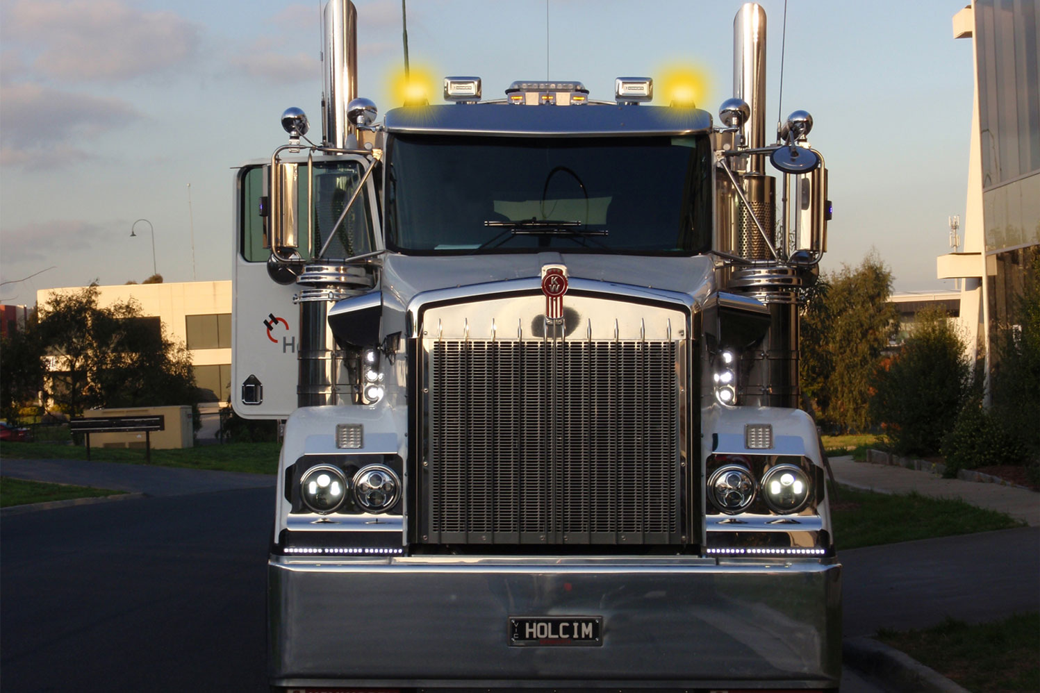 J.W. Speaker 7" round led headlight installed on a kenworth truck