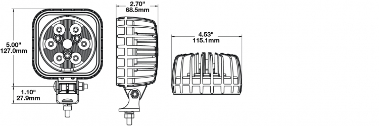 LED Auxiliary Light Model 832 Dimensions