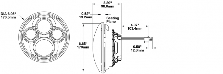 LED Auxiliary Light Model 8710 Dimensions