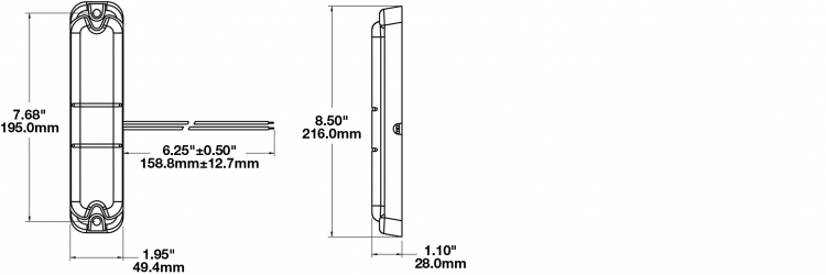 LED Dome Light Model 282 Dimensions