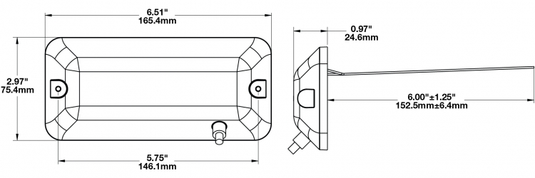 LED Dome Light Model 411 with On/Off Button Dimensions