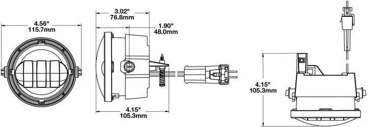 LED Fog Light Ford Model 6146 Dimensions