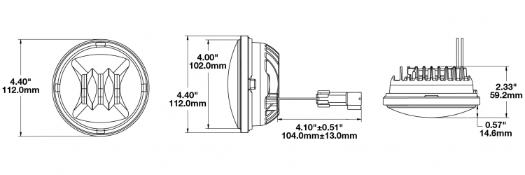 LED Fog Light Model 6045 Dimensions