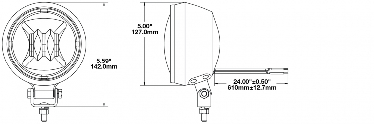 LED Fog Light Model 6050 Dimensions