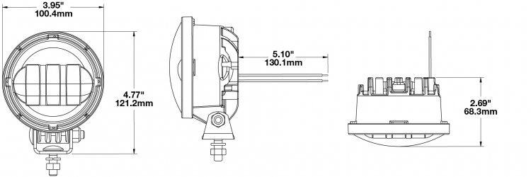 LED Fog Light Model 6150 Dimensions