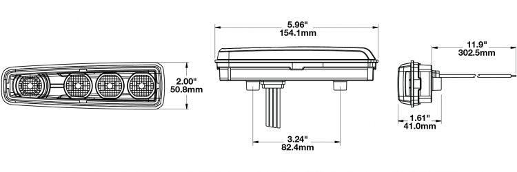 LED Headlight Model 516 Dimensions