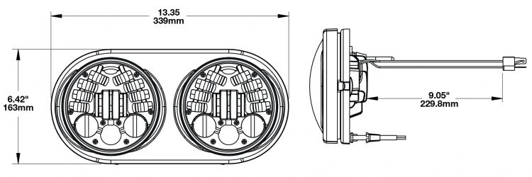 LED Road Glide Headlight Model 8692 Dimensions