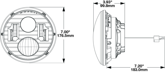 LED Headlight Model 8700 EVO 2 Classic Dimensions