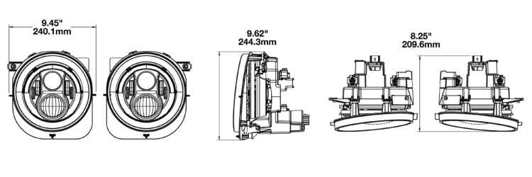 Jeep Renegade Headlight - LED Headlight Model 8700 Evolution 2R Dimensions