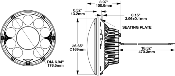 LED Headlight Model 8770 GEN3 Dimensions