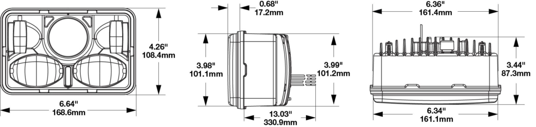 LED Headlight Model 8820 Dimensions