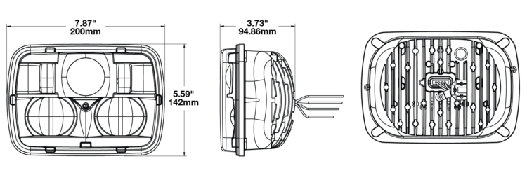 LED Headlight Model 8900 Evolution 2 Dimensions