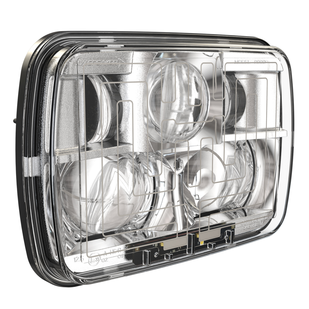 Led Headlight Model 8910 EVO 2 Heated Lens Chrome 3/4 View