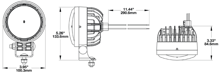 Model 97 LED Headlight Dimension Drawing