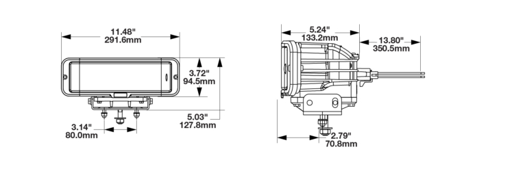 LED Headlight Model 9800 Dimensions