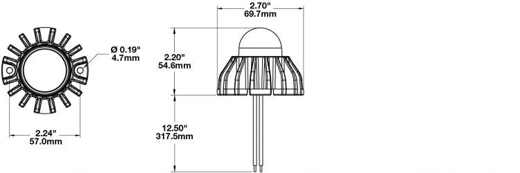 LED Interior Light Model 408 Light Dimensions