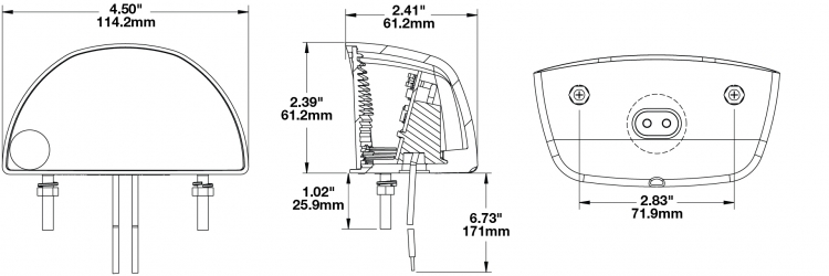 LED License Plate Light Model 125 Dimensions