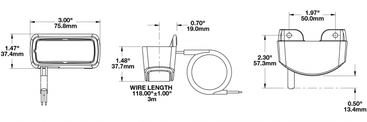 LED License Plate Light Model 151 Dimensions