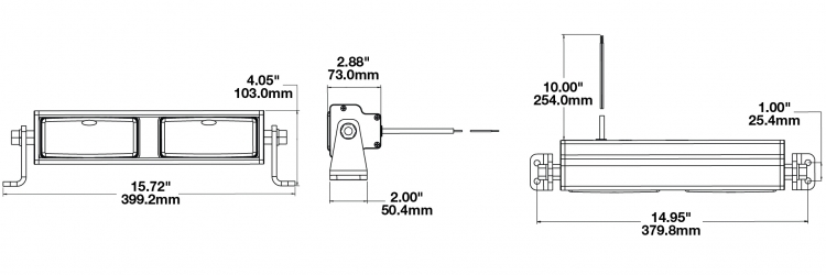 LED Light Bar Model 9049-2M Dimensions