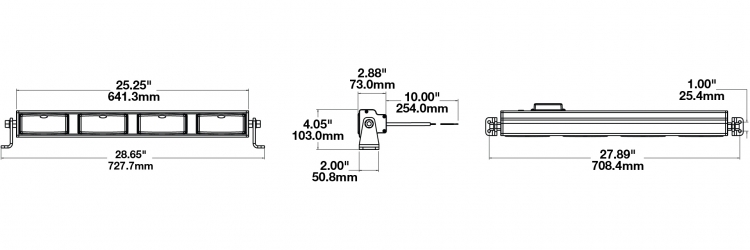 LED Light Bar Model 9049-4M Dimensions