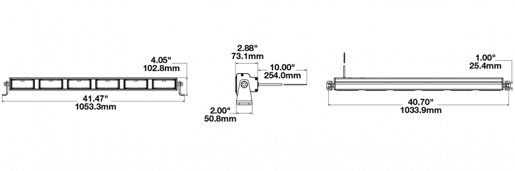 LED Light Bar Model 9049-6M Dimensions