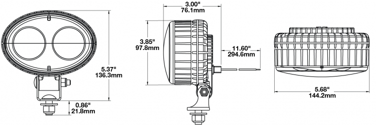 LED Material Handling Safety Light Model 770 BLU Dimensions