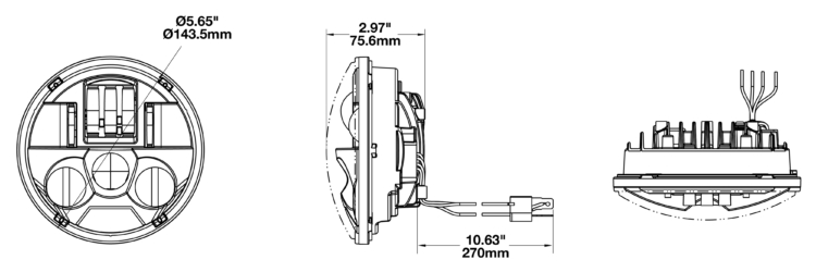 LED Motorcycle Adaptive Headlight Model 8680 Dimensions