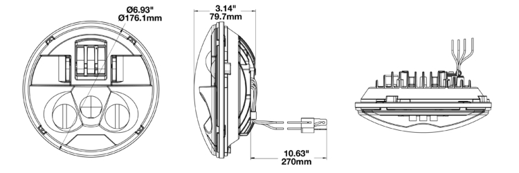 LED Motorcycle Adaptive Headlight Model 8780 Dimensions