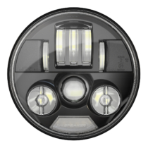 LED Motorcycle Headlight Model 8680 Chrome Front View
