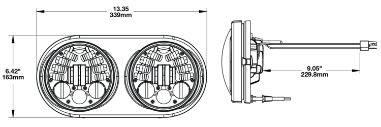 LED Road Glide Headlight Model 8692 Adaptive 2 Dimensions