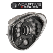 LED Motorcycle Headlight Model 8695 Adaptive 2 with Black Bezel, 3/4 View