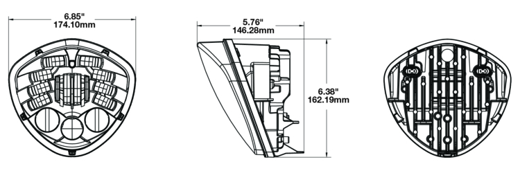 LED Motorcycle Headlight Model 8695 Adaptive 2 Dimensions