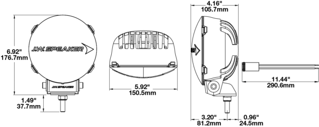 LED Off-Road Light Model TS3001R Dimensions