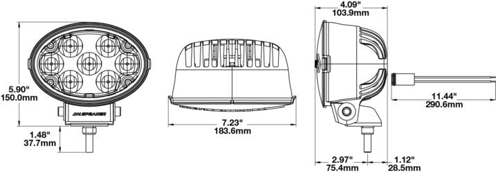 LED Off-Road Light Model TS3001V Dimensions