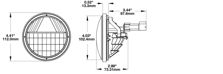 LED Reflector Fog Lights Model 6025 Dimensions