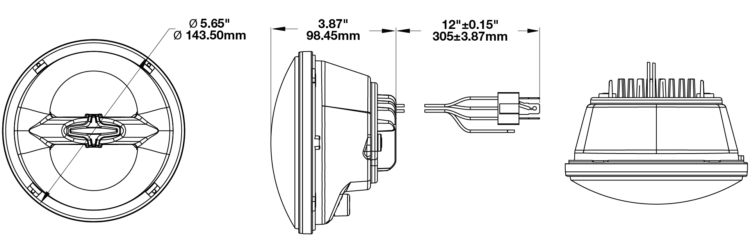 LED Reflector Headlight Model 8620 Dimensions