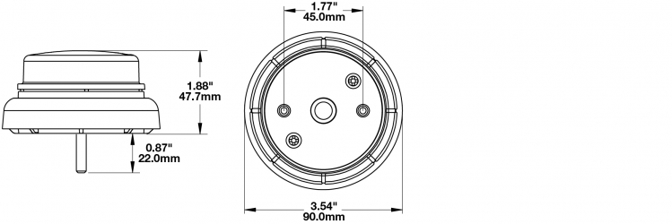 LED Signal Light Model 217 With Mount Dimensions