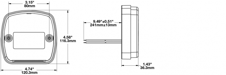 LED Signal Light Model 236 Dimensions