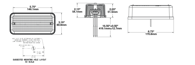 LED Signal Light Model 270 Dimensions