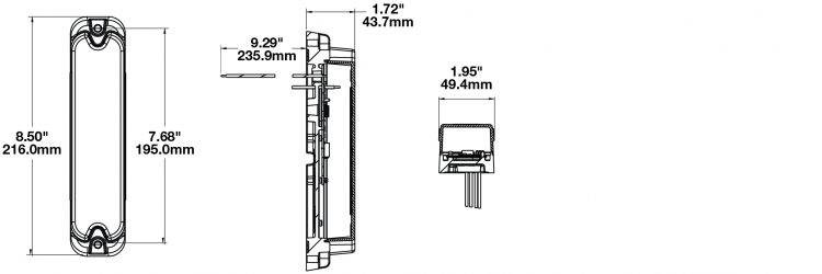 LED Strobe Light Model 284 Dimensions